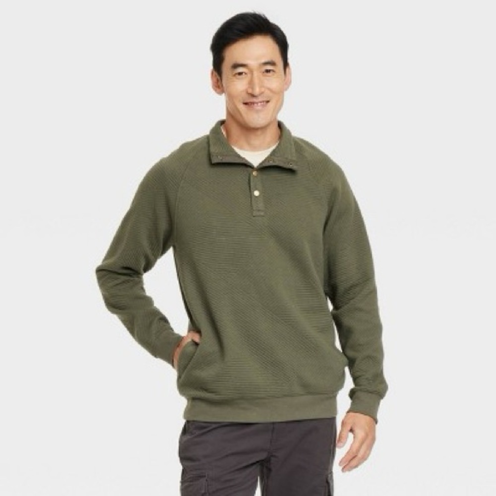 Men's Quilted Snap Pullover Sweatshirt
